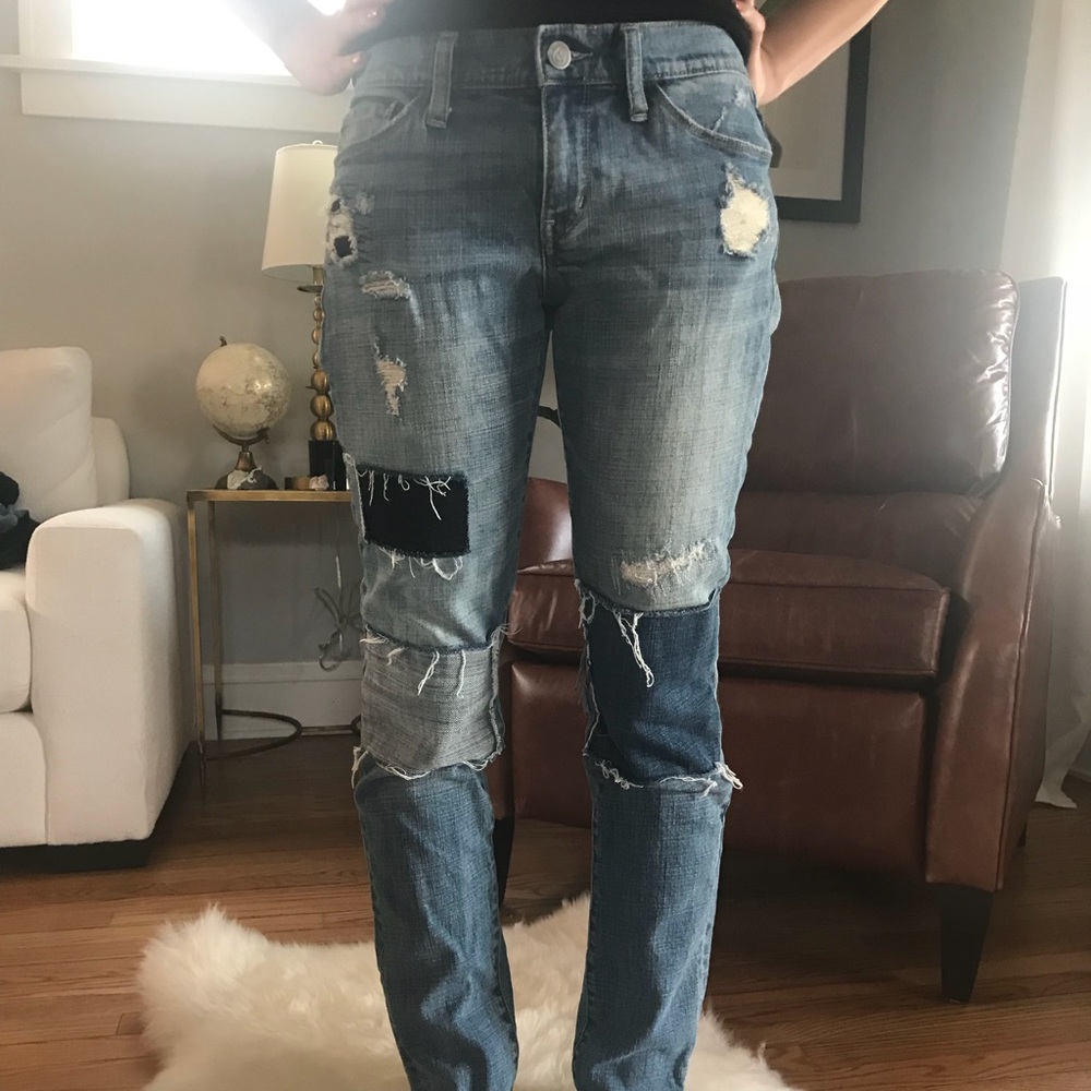 Patchwork boyfriend jeans